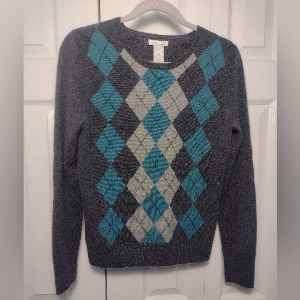 TWEEDS CASHMERE ARGYLE SWEATER Size M
